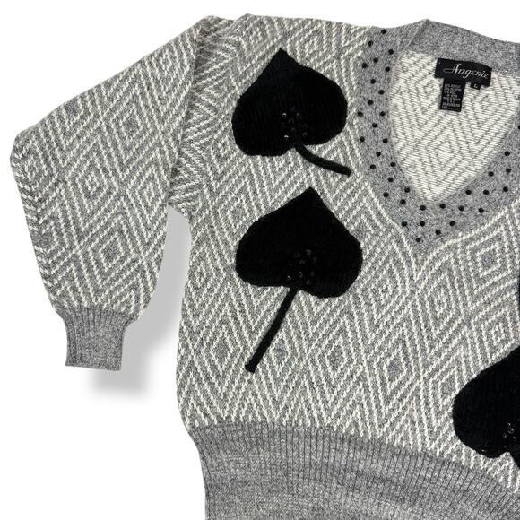 90's wool blend gray geometric knit sweater by ANGENIE - Picture 8 of 16